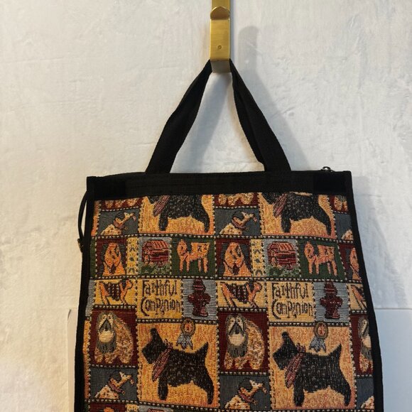 Scottie Tapestry Rolling Travel Collapsible Bag on Wheels Vtg Portable Travel To - Picture 4 of 16